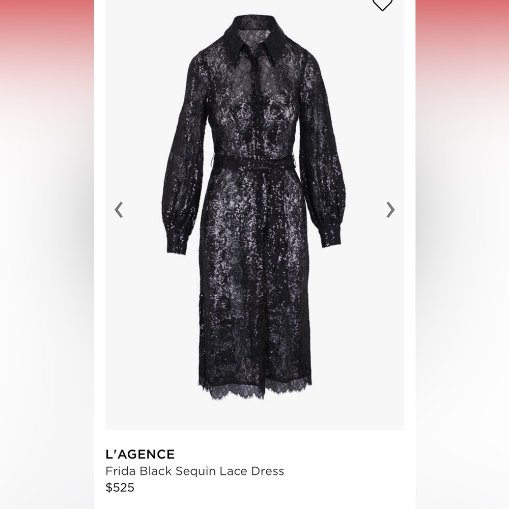 NWT L'AGENCE Frida Black Sequin Lace Dress